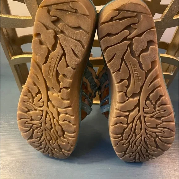 Earth Wander Leather Teal Thong Sandals Women’s 8B Cushioned Slight Wedge - Picture 7 of 11